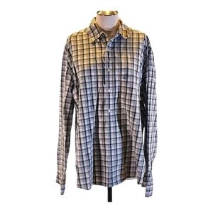 Lacoste Men’s 100% Cotton Gingham Button‑Up Shirt – Size 44/XL, Crocodile Logo